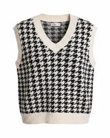 Hollister XS Black White Houndstooth Sweater Vest V Neck Preppy Photo 0