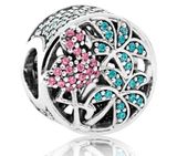 PANDORA Tropical Flamingo Charm w/ Light Green Crystal & Pink Zirconia-792117CZS Photo 0