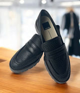 Dolce Vita Black Leather Perforated Loafers Platform‎ Lug Sole Modern Size 9 Photo 0
