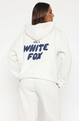 White Fox Offstage Hoodie in Mineral Grey M/L Navy Lettering Photo 0