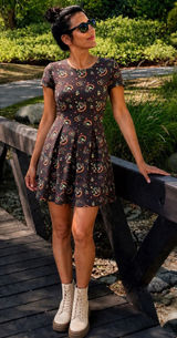 Matilda Jane Floral Fit & Flare Dress XS Brown Retro Print Photo 0