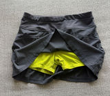 Athleta Womens Gray Pleated Back Athletic Skort Neon Yellow Shorts XS‎ Photo 0