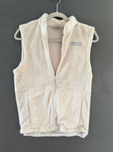Columbia Womens Cream Fleece Vest Full Zip Plush Mock Neck Small Solid Pockets Photo 0