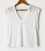 Banana Republic Cozy Slub V Neck Tee Women XS White NWT Short Sleeve Preppy Photo 0