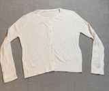 White Ribbed Button Up Cardigan Sweater XL Cream Knit Long Sleeve Photo 0