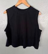 a new day Black Cropped Muscle Tank - Sleeveless Crewneck Photo 0