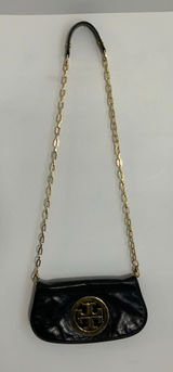 Tory Burch Reva Black Leather Detachable Gold Chain Crossbody Clutch Photo 0