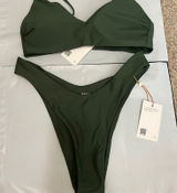 New Quince Italian High Rise High Leg Bikini Bottom & Cami Top Palm Green Medium Photo 0