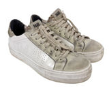 P448 Thea Platform Sneakers White Leather Metallic Heel Size 38/ US 7.5/8‎ Photo 0
