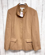 Josephine Chaus Jacket Women Size‎ 10 Tan Mock Neck Button Collar Pocket Casual Photo 0