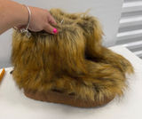 Brown Faux Fur Shaggy Platform Boots Size 10 Winter Snow Yeti Cozy Y2K Style Photo 0