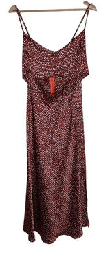 Petal‎ & Pup Women's Printed Burnt Orange Satin Cutout Midi Dress Size 4 Photo 0