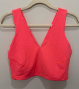 Free People Movement Coral Pink Deep‎ V Longline Sports Bra Crop Top Size Large Photo 0