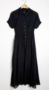 J.Crew Cerise Ramie Shirt Dress Black Size 4 Button Front Midi CK661 Photo 0