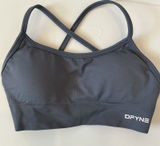 DFYNE Impact Seamless Sports Bra Grey Cross Back Ribbed Padded Medium Support S Photo 0
