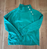 J.Crew Womens Teal Green Button Collar Mock Neck‎ Raglan Sweatshirt Size M Photo 0