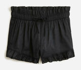 J.Crew Black Cotton‎ Voile Ruffle Beach Shorts XS Elastic Drawstring Summer Photo 0