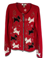 KIKIT Sweater Christmas Scottie Dogs Women's Size M Ugly‎ Christmas Sweater Photo 0