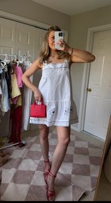 Celandine Cotton Scalloped Daisy Mini Dress Photo 0