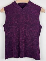 Weekenders Vintage Y2K Purple Jacquard Mock Neck Sleeveless Top M Made Canada Photo 0