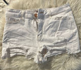 SO White Jean Shorts Distressed Frayed Hem Photo 0