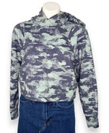 Lululemon Loungeful Cropped Hoodie Women 6 Heritage Camo Blue Fleece LW3FPWS Photo 0
