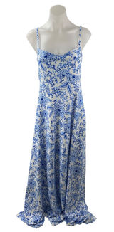 NEW Smith & Quinn Blue White Floral Sleeveless Cami Camisole Maxi A-Line Dress S Photo 0