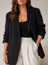 Black Relaxed Single Button Blazer XXL Minimalist Tailored H&M Photo 0