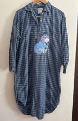 90s Vintage The Disney Store Blue Plaid Eeyore Nightshirt Nightgown Sm / Medium Photo 0
