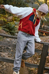 Free People Movement Hit The Slopes Colorblock‎ Fleece Pullover Red Sport Combo Photo 0