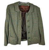 Vintage‎ 80's Wool Women's Green Plaid Jacket Preppy Photo 0