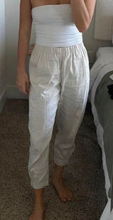 Babaton Aritzia Linen Blend Pull-On Jogger Pants Cream Size M Photo 0