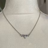 Disney Silver Toned Necklace With Heart Pearl Pendant Photo 0