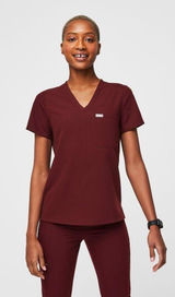 - Catarina One-Pocket Scrub Top Burgundy Doctor Nurse Uniform Photo 0