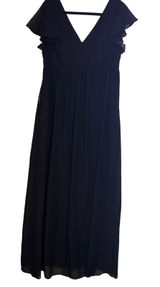 Birdy Grey Hannah‎ Chiffon Maxi Dress Black V Neck Bridesmaid Formal Large Photo 0