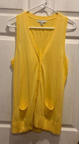 Banana Republic Womens Yellow V-Neck Button Front Cardigan Vest Size M Pockets Photo 0