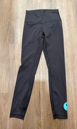 Lululemon Women Black High Rise Graphic Logo Leggings Size 4 Teal Accent Photo 0