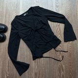 Tiger Mist Long Sleeve Black Tie Top Photo 0