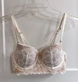 Aerie‎ Cream Lace Bra with Underwire and Scalloped Edging Photo 0