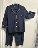 Lauren Ralph Lauren Navy and White Polka Dot Capri Pajama Set Photo 0