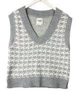 Abercrombie & Fitch Houndstooth Sweater Vest Gray‎ S V-Neck Knit Preppy Layering Photo 0