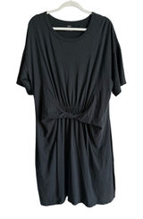 Aerie Women's XL Black Casual‎ T-Shirt Dress Ruched Waist Short Sleeve Casual Photo 0
