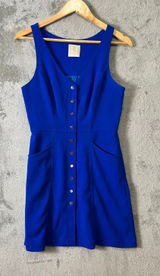 Amanda Uprichard Cobalt Blue Mini Dress‎ Button Front Preppy Chic Clean Girl SM Photo 0