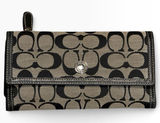 Vintage Coach Signature C Jacquard Trifold Wallet Black Leather Long Checkbook Photo 0
