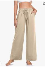 Tarse Wide Leg Palazzo High Waist Casual Sweatpants With Pocakets Yoga Pants New Photo 0