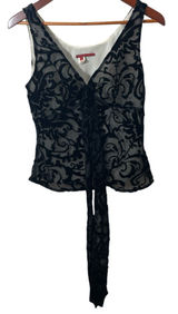 Whimsigoth black burnout velvet sheer overlay sleeveless Blouse fairycore Photo 0