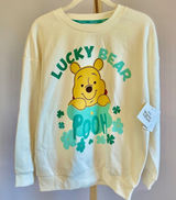 Disney Winnie the Pooh Lucky Bear St Patricks Day Sweatshirt Cream NWT Size M Photo 0