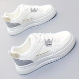 Women's White Gray Platform Chunky Athletic Fashion‎ Sneaker Shoes, Size 7 Photo 0