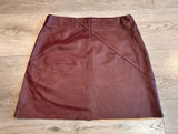 NWT Mud Pie Eden Leather Skirt Burgundy Faux Leather Cutoff‎ A-Line Small S Photo 0