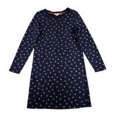 Boden Navy Blue Copper Metallic Polka Dot Cotton Long Sleeve Tunic Dress US 4R Photo 0